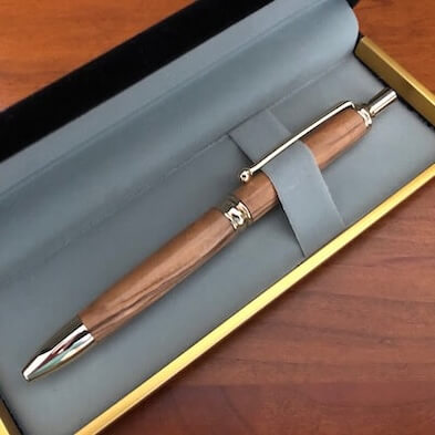 A beautiful finished pen in a presentation case.